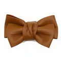 Elegante bruine PU-leren haarspeld met strik en textuur voor meisjes en dames - Brown (accessories)