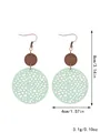 Pendientes retro hechos a mano de madera y cuero calado menta 8cm - Estilo (11488)