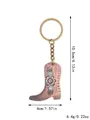 Vista detallada del llavero de bota vaquera, dimensiones 10,5 cm de alto y 4 cm de ancho - Estilo Floral Beige Retro (20315)