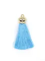 Handmade light blue tassel with gold bell cap for DIY jewelry and crafts decoration - Crown Cap Style / Light Blue