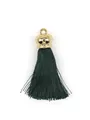 Dark green polyester tassel featuring a golden crown cap for DIY handmade jewelry crafts - Crown Cap Style / Dark Green