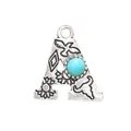 Vintage silver-plated alloy letter A pendant with blue turquoise stone for DIY jewelry - Letter A (40029)