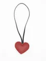 Elegant red heart-shaped leather bag charm with minimalist black strap for DIY accessories - Heart Charm / Red