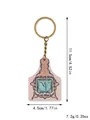 Western style cow ear tag keychain with dimensions 11.5x4.5cm and 7.2g weight details. - Retro Tri-Color Ear Tag Style (20331)