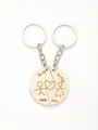 Creative wooden puzzle keychain set with laser engraved heart and love you message - Matchstick Figure Puzzle (20346) / Two-Piece Set
