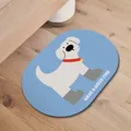Alfombra de baño ovalada de tierra de diatomeas azul con perro de dibujos y lema - 50*80cm (Tierra de Diatomeas Engrosada) / Perro