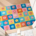 Colorful floral checkered PVC non-slip door mat with vibrant flower patterns for home - 40*60cm / Colorful Flower Field