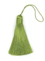Silky polyester decorative tassel fringe in moss green for DIY jewelry and home decor - Plain Style Without Bead / Moss Green