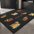 Black non-slip entrance doormat featuring adorable dachshund dog illustrations - 40x60cm / Skating Puppy - Imitation Linen Black
