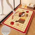 Alfombra de baño absorbente con diseño de perrito sobre fondo de cuadros amarillos - Esquinas Redondeadas / 40*60cm / Perro Amarillo