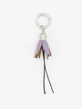 Handmade purple PU leather floral tassel keychain charm for bags and shoes with silver ring - Flower-Shaped Tassel Charm (22421)