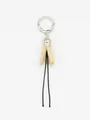 Beige handmade PU leather tassel keychain charm with black strings for bags - Handmade Tassel Keychain (22417)