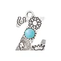 Vintage silver-plated letter Z pendant charm with turquoise stone and ethnic motifs - Letter Z (40066)