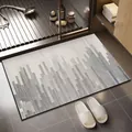 Modern grey abstract pattern diatom mud bath mat with non-slip base for home bathroom - Saiyu (Grey Blue Stripes)