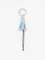 Handmade light blue PU leather tassel keychain for bags and shoes - Bud-Shaped Tassel Charm (22416)