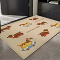 Premium cute dachshund pattern anti-slip indoor floor mat with Welcome Home text - 40x60cm / Skating Puppy - Imitation Linen