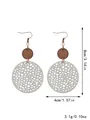 Boucles d'oreilles pendantes en cuir ajouré et bois, style bohème fait main pour femme - Style (11496)