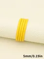 Cordón de cuero PU amarillo brillante de 5 mm con costuras para llaveros y manualidades - Cordón redondo con núcleo envuelto y costuras de patrón de oveja (00437)