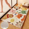 Tappetino da bagno in lino con simpatici animali e scritta HELLO decorativa - Angoli Arrotondati / 40*60cm / Animali CASA