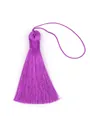 Handmade vibrant purple polyester tassel fringe with hanging loop for DIY crafts decor - Plain Style Without Bead / Purple