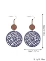 Boucles d'oreilles pendantes vintage en cuir bleu et bois avec dimensions - Style (11497)