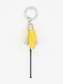 Handmade yellow and white PU leather petal tassel keychain charm for bags and shoe accessories - Petal Tassel Charm (22420)