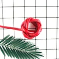 Detail of red PU leather cord knot showing fine stitching and smooth texture for DIY crafts. - Style 00441(00441*6mm) / 6mm / Red