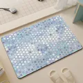 Absorbent diatomaceous earth bathroom mat with colorful pastel mosaic tile pattern - 45*70cm (Thickened) / Blue Mosaic