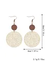 Boucles d'oreilles pendantes bohèmes vintage en simili cuir et bois avec dimensions - Style (11499)