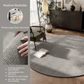 Minimalist round grey imitation sisal rug for living room, non-slip and machine washable - Diameter 60cm / Gray