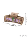 Grote haarklem in Western-stijl met 'PUNCHY' lederen patch en cactusontwerp - PUNCHY Letter Stijl (90121)