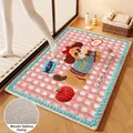 Tappetino da bagno assorbente in lino intrecciato con simpatico cucciolo a scacchi - Angoli Arrotondati / 40*60cm / Cucciolo a quadretti rosa
