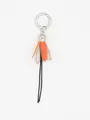 Handmade orange and white PU leather flower petal tassel keychain pendant accessory - Lobed Tassel Charm (22419)