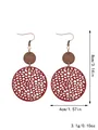 Boucles d'oreilles pendantes rétro en cuir rouge et bois fait main - Style (11500)