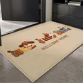Dachshund dog loop pile doormat in beige featuring Welcome Home text and cartoon dogs - 40*60cm / Warm Winter Puppy - Imitation Linen