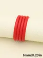Cordón de cuero PU cosido rojo de 6 mm con patrón de oveja para DIY - Cordón redondo con núcleo envuelto y costuras de patrón de oveja (00441)