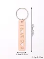 Porte-clés rectangulaire en bois rose clair avec texte I LOVE YOU gravé au laser - Rectangle Rose I Love You (20360)