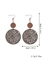 Boucles d'oreilles pendantes bohèmes en cuir ajouré et bois faites main en marron foncé - Style (11501)