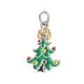 Festive green enamel Christmas tree charm with golden star and colorful dots for DIY crafts - Christmas Tree (40049)