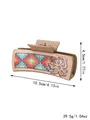Gedetailleerde weergave van de leren haarclip in westernstijl met de exacte maten - Retro Geometrische Bloemenstijl (90170)