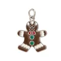 Enamel gingerbread man charm in brown and white for Christmas DIY jewelry making - Gingerbread Man (40050)