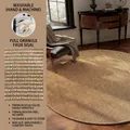 Round faux sisal area rug for living room, non-slip and machine washable woven texture - Diameter 60cm / Two-tone Camel-White