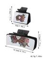 Detailopname van Western haarklemmen met Schotse hooglander en bloemen leerpanelen. - Hooglandkoe Bloemen Set (90188) / 2 Stuks/Set