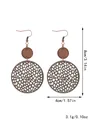 Boucles d'oreilles vintage en cuir et bois faits main, 8cm de long, poids 3.1g - Style (11503)