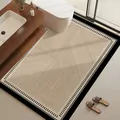 Elegante alfombra de baño geométrica minimalista en beige y negro, variante SKU absorbente - Línea geométrica / 120*150cm (Cuero Absorbente, Lavable)