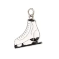 White ice skate enamel charm pendant with silver jump ring for DIY jewelry making - Ice Skate Style (40048)