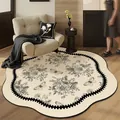 Vintage Franse stijl rond tapijt met bloemen- en vlinderpatroon voor woonkamer decor - Vlinder Schulprand