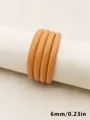Cordón de cuero PU naranja claro de 6 mm con patrón de oveja para joyas y manualidades - Cordón redondo con puntadas (00518)