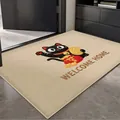Paillasson beige antidérapant avec chat noir cartoon et texte 'Welcome Home' - 40x60cm / Chat de la Fortune - Beige