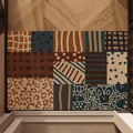 Felpudo de entrada antideslizante estilo retro patchwork dibujo animado de conejo para casa - 40x60cm / Cuento Pop